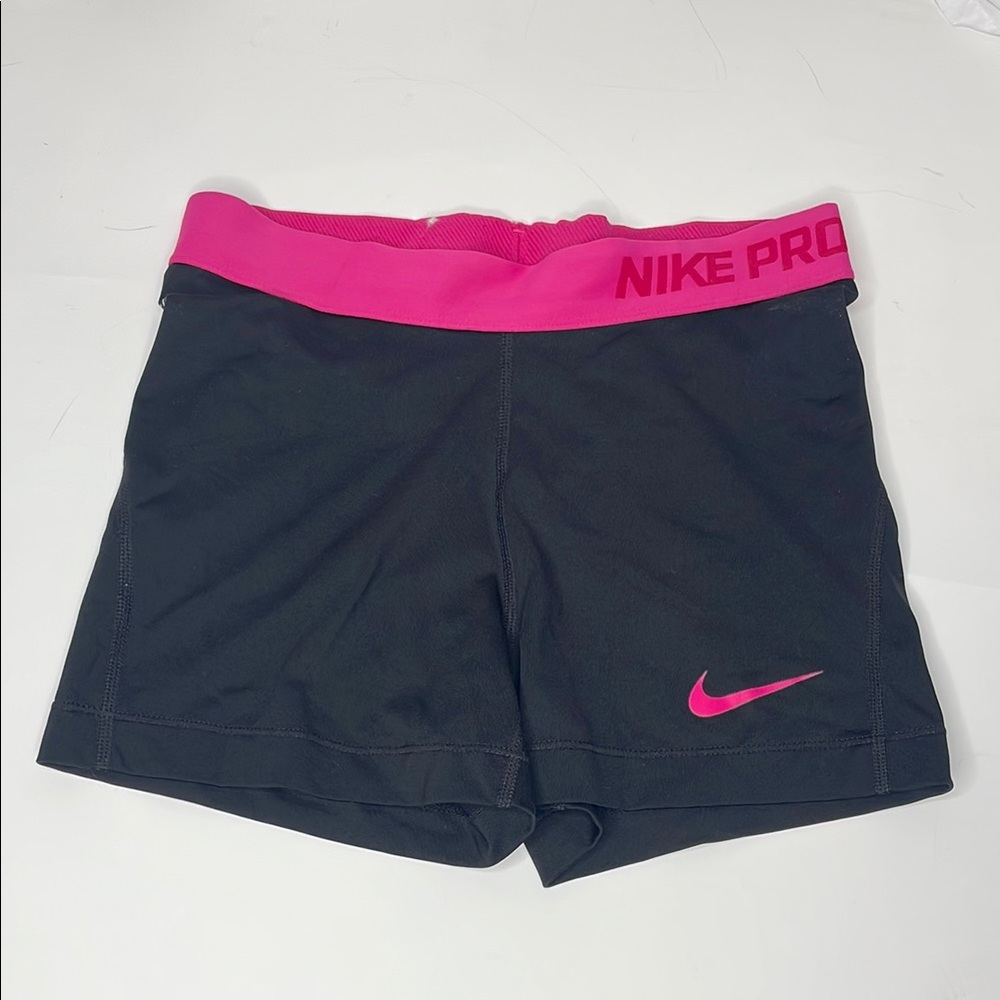 Nike Black and Pink Compression Shorts for Training